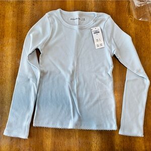 NWT Abercrombie Kids Sky Blue Ribbed Long Sleeve Top Girls Size 7